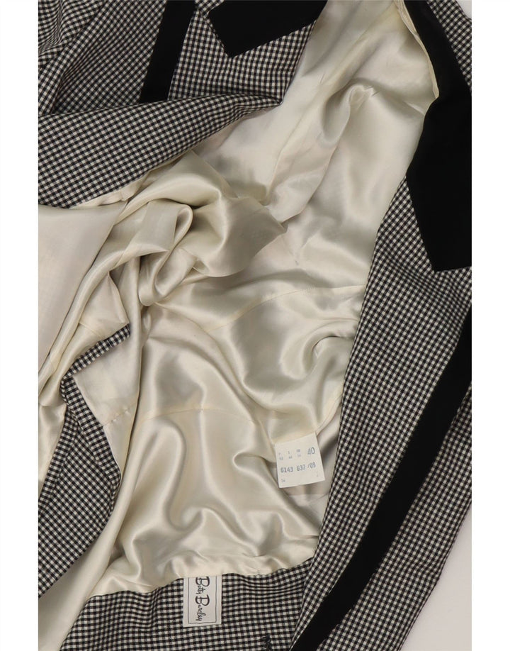 BETTY BARCLAY Womens Double Breasted Coat UK 14 Medium Black Houndstooth Vintage Betty Barclay and Second-Hand Betty Barclay from Messina Hembry 