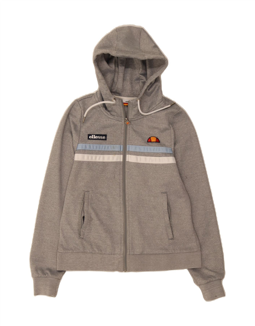 ELLESSE Womens Zip Hoodie Sweater UK 14 Large Grey Polyester Vintage Ellesse and Second-Hand Ellesse from Messina Hembry 
