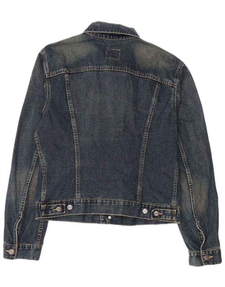 Gas Dame Crop Denim Jacket UK 16 Large Navy Blue Cotton
