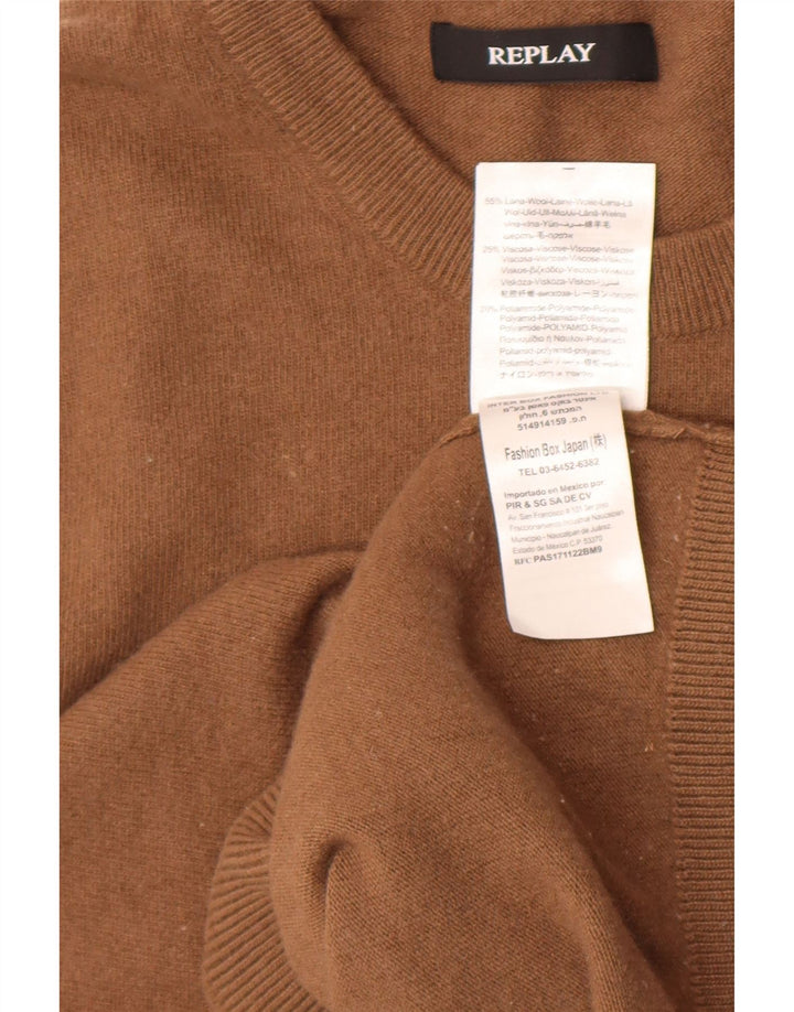 Replay Herre Crew Neck Jumper Sweater 2XL Brun Uld