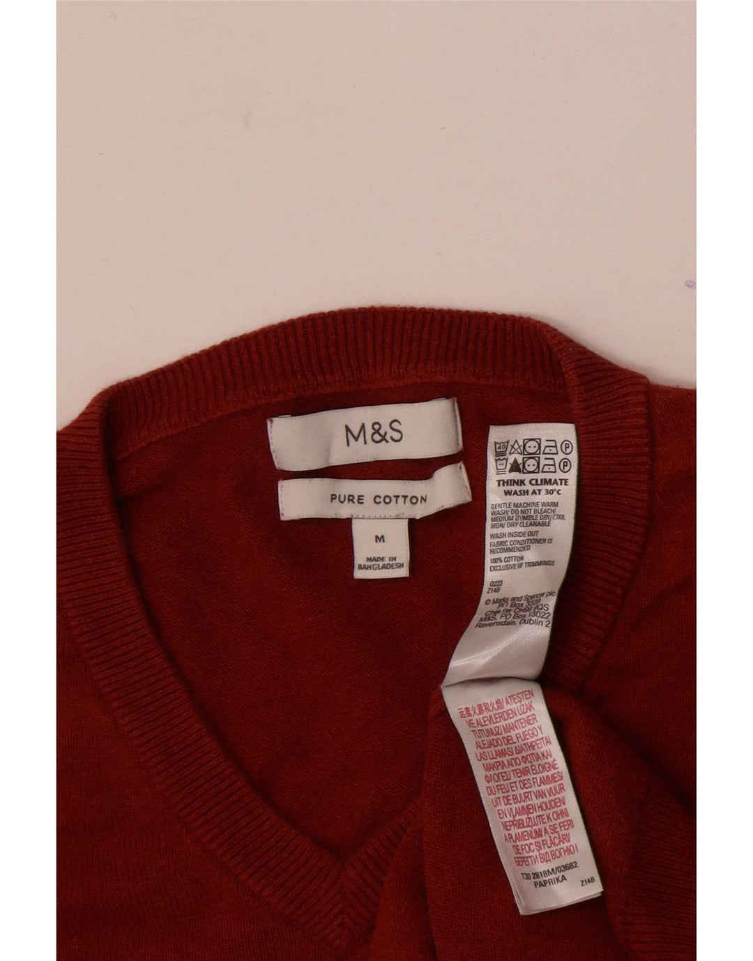 Marks & Spencer Herre V-hals sweater Medium rød bomuld