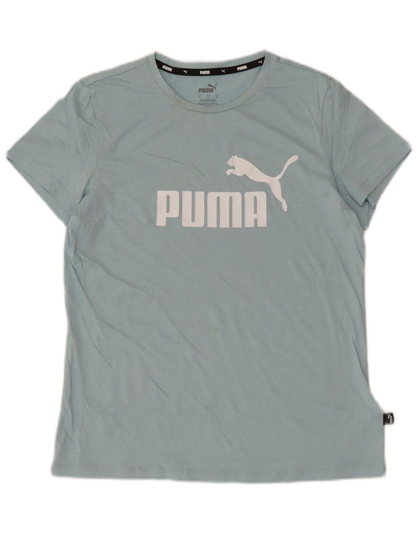 Puma Grafisk T-Shirt Top UK 12 Medium Blå Bomuld