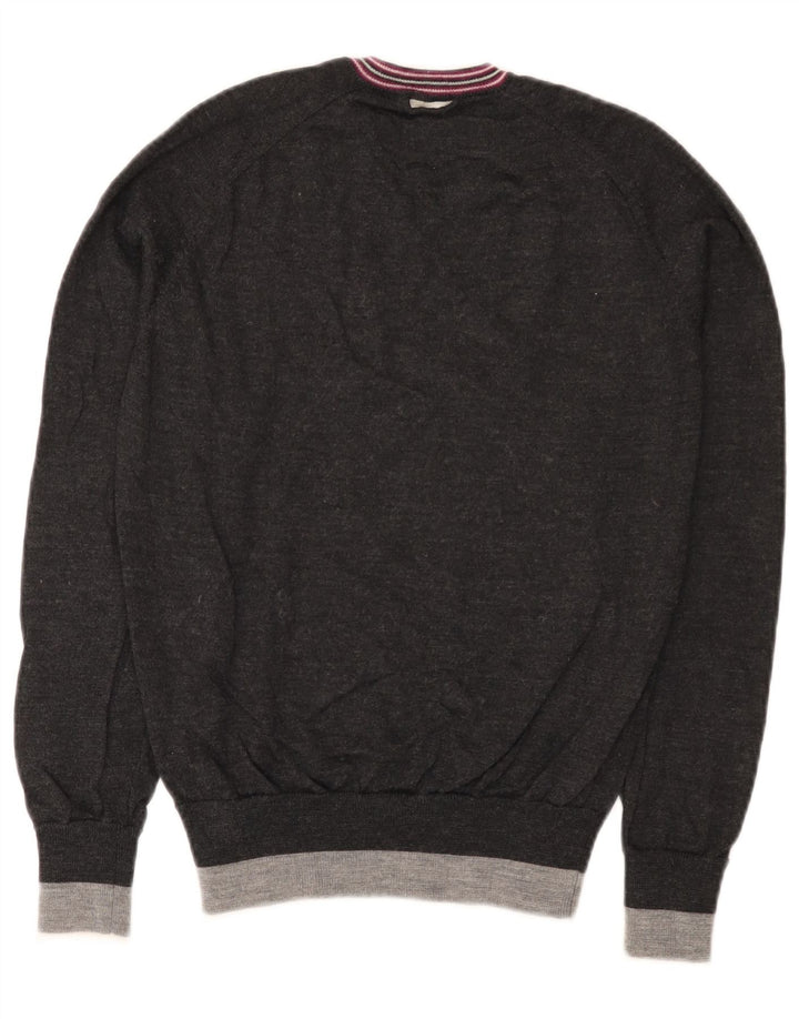 Fred Mello Dame Grafisk V-hals sweater UK 10 Small Grey