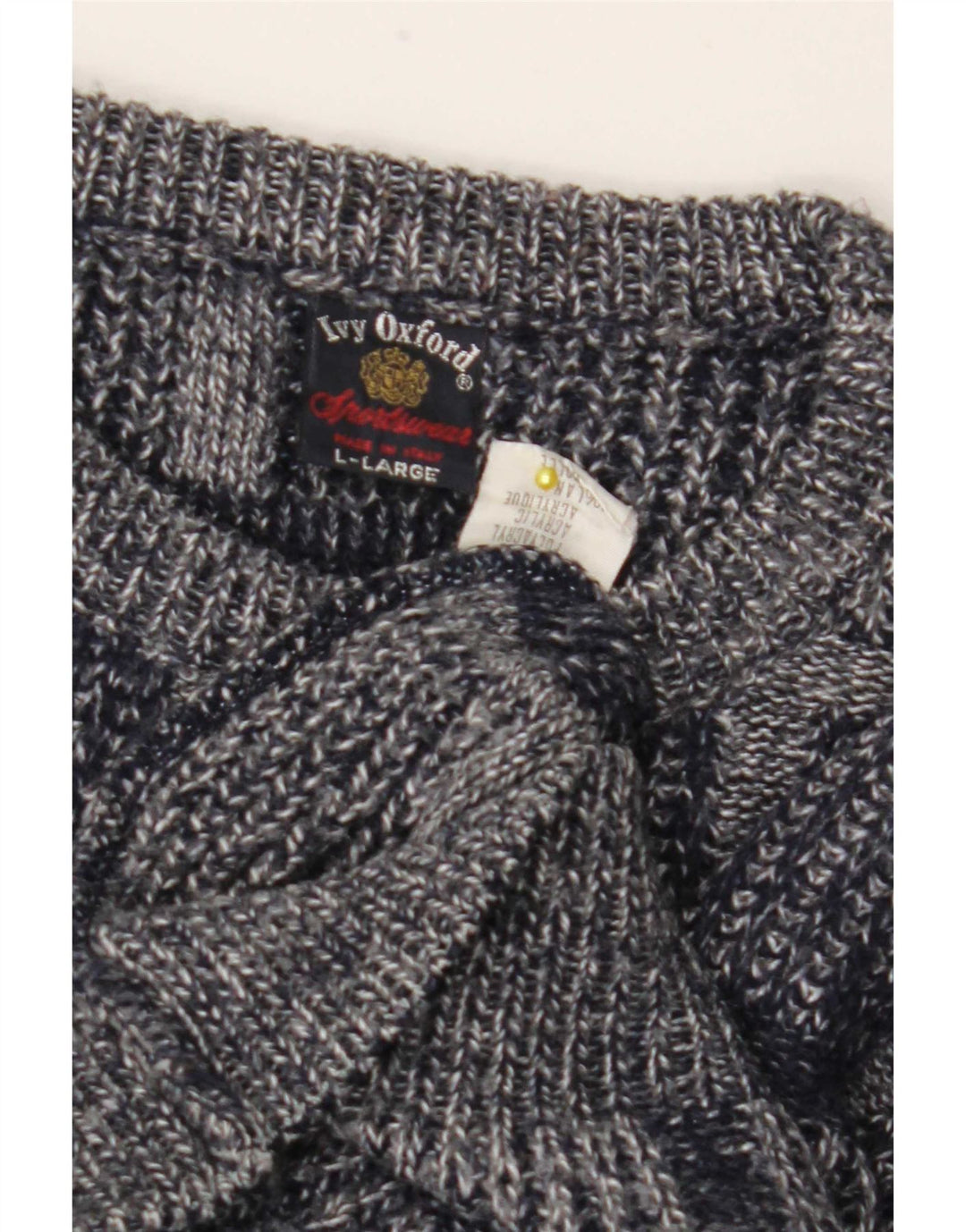 Ivy Oxford Herre Crew Neck Jumper Sweater stor grå ternet akryl
