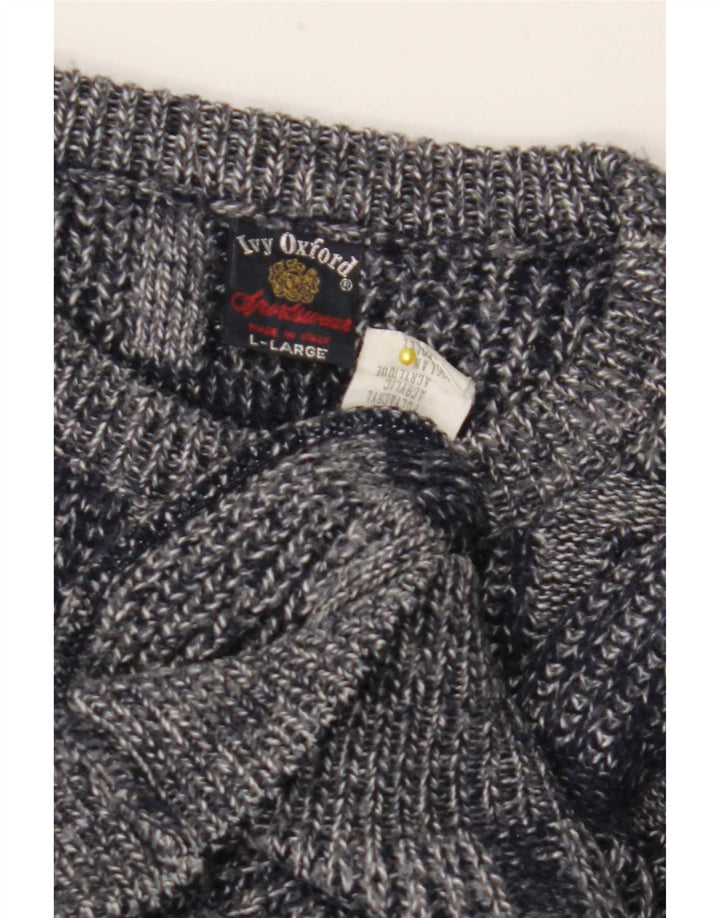 Ivy Oxford Herre Crew Neck Jumper Sweater stor grå ternet akryl