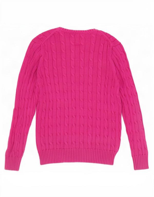 Polo Ralph Lauren Dame Crew Neck Jumper Sweater UK 12 Medium Pink Bomuld