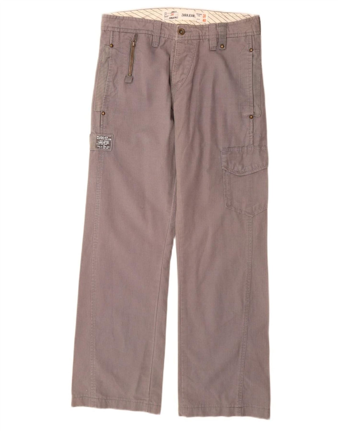 Zara Herre Straight Cargo Bukser EU 40 Medium W31 L31 Grå