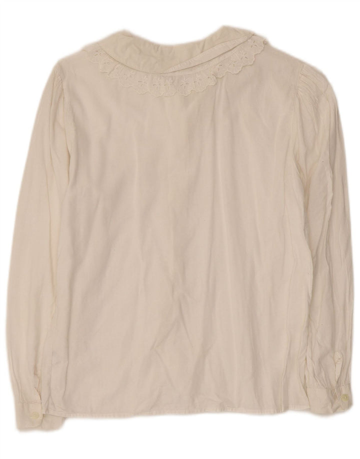 Benetton skjortebluse til kvinder UK 8 Lille råhvid bomuld