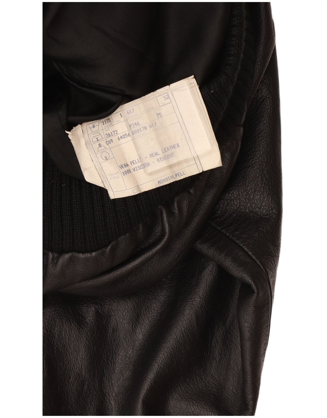 Vintage Herre Militær Læderjakke IT 52 XL Sort Læder