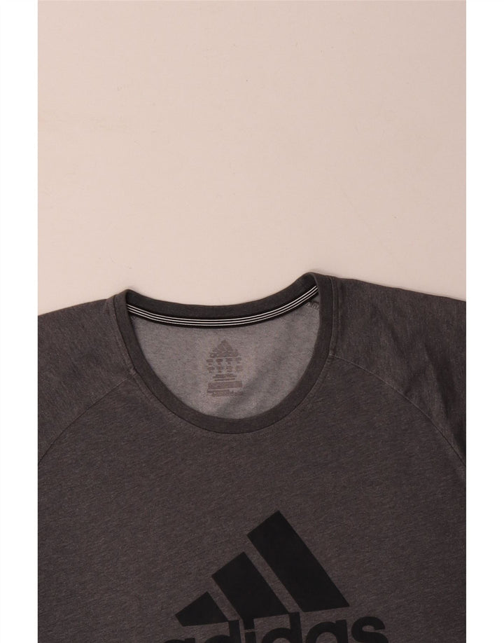 ADIDAS Herre Climalite Grafisk T-Shirt Top XL Grå Polyester