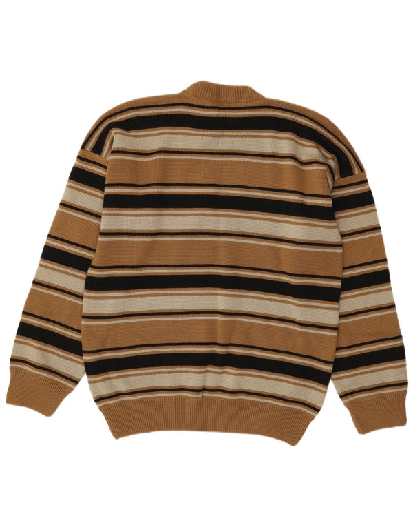 Vintage herre rund hals sweater IT 54 XL brun stribet