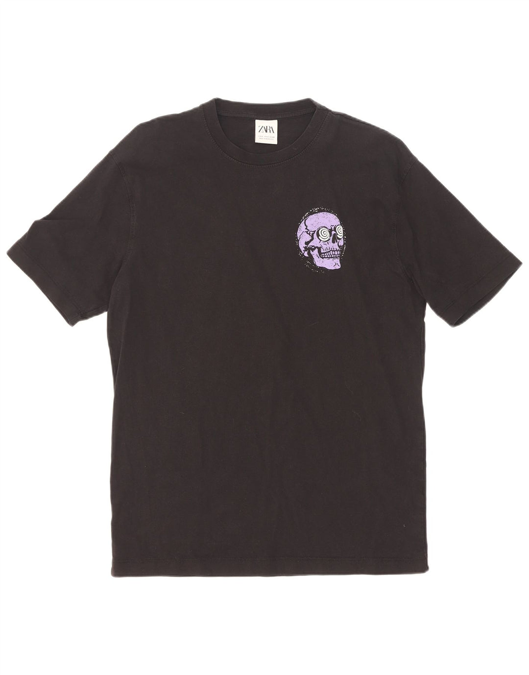 Zara Herre grafisk T-shirt top lille sort bomuld