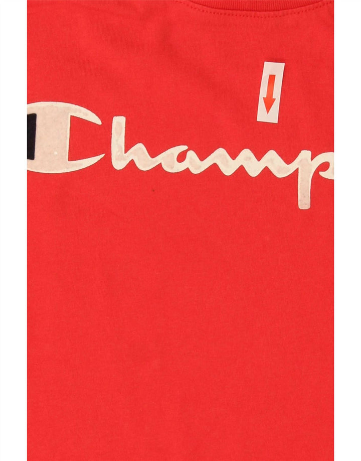 Champion Dame Grafisk T-Shirt Top UK 14 Medium Rød Bomuld