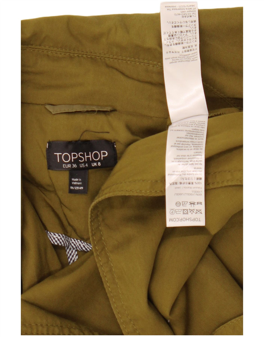 Topshop Dame Oversized Trench Coat UK 8 Small Khaki Lyocell