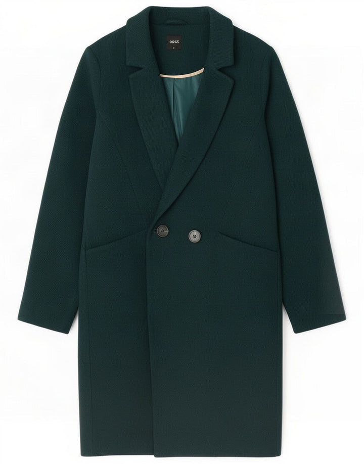 Oasis Dame Dobbeltradet Frakke UK 10 Lille grøn polyester