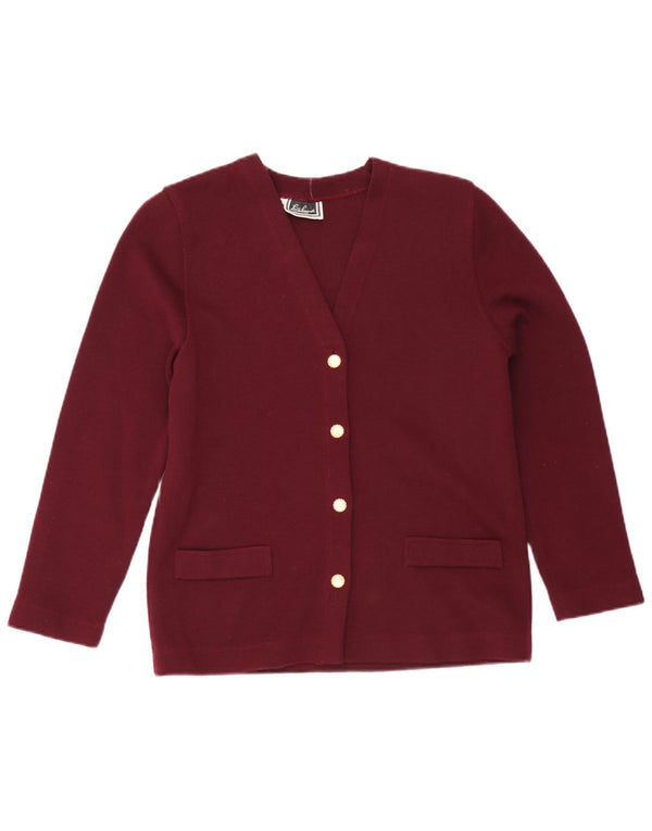 Luisa Spagnoli Dame Cardigan Sweater UK 14 Medium Maroon Wool