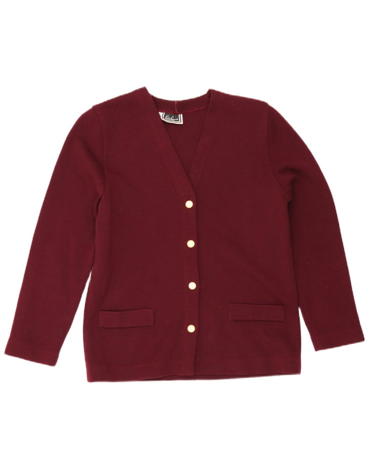 Luisa Spagnoli Dame Cardigan Sweater UK 14 Medium Maroon Wool