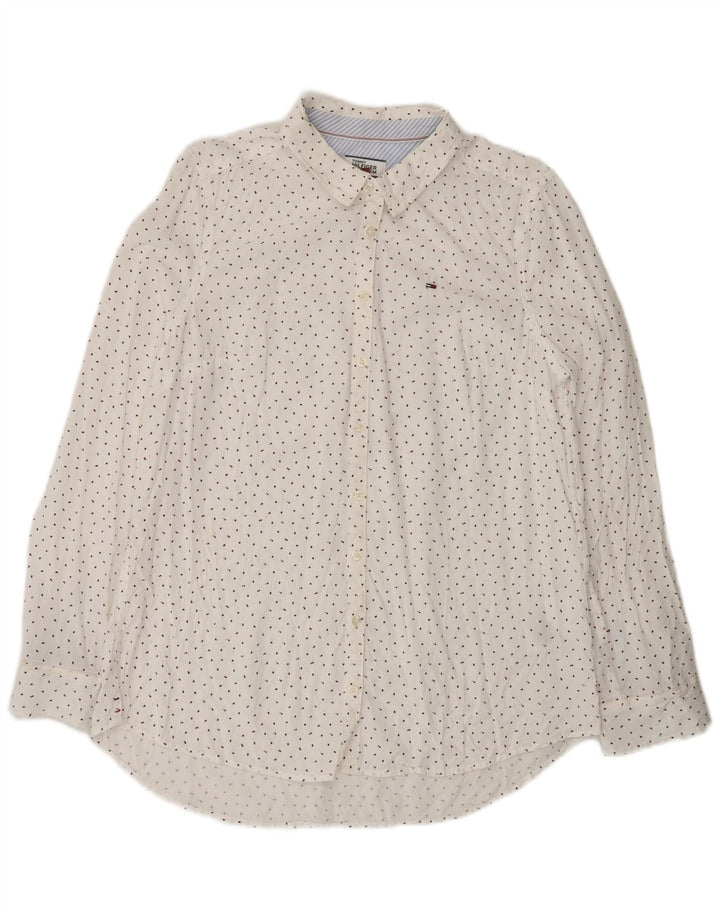 Tommy Hilfiger Dameskjorte UK 16 Large White Spotted Lyocell