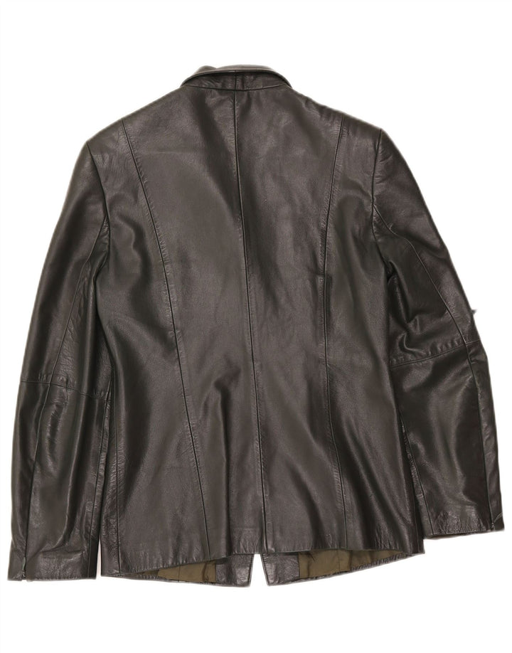 Oui Dame 3-knaps Læder Blazer Jacket UK 10 Small Khaki Læder