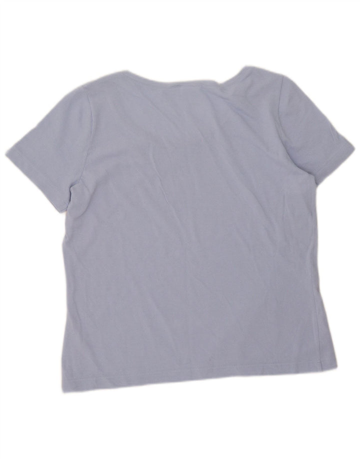 Lacoste Dame T-Shirt Top Størrelse 44 Stor Blå Bomuld