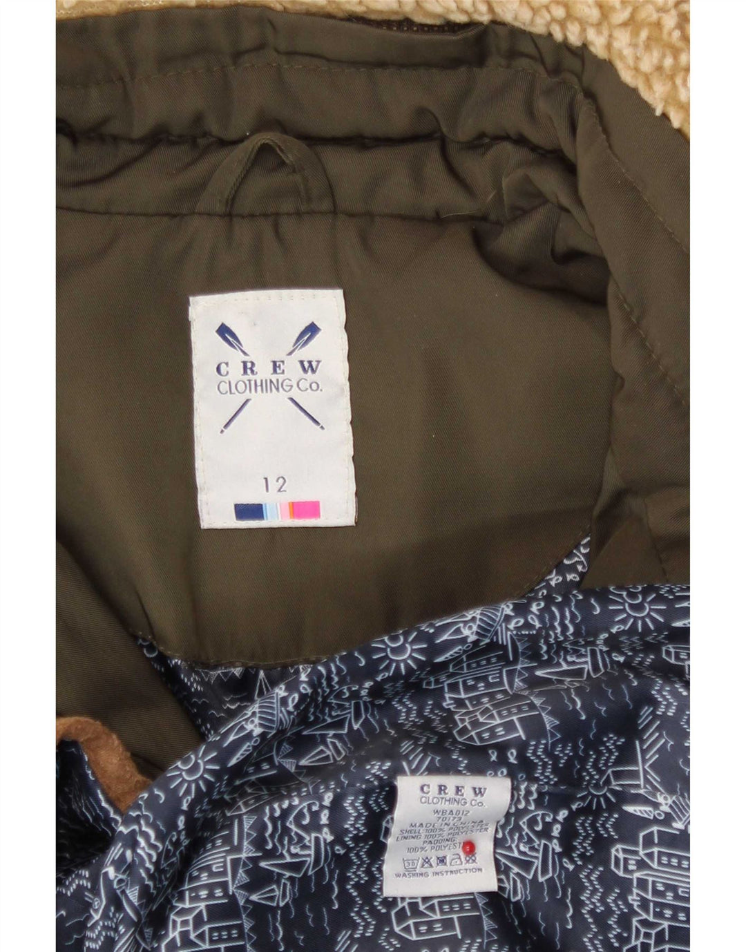 Crew Clothing Dame Polstret Jakke UK 12 Medium Khaki Polyester
