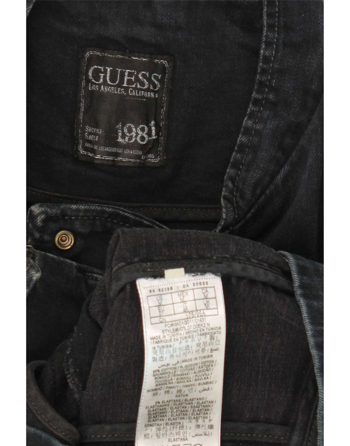 Guess Herre Denim Biker Jacket UK 36 Small Black Bomuld