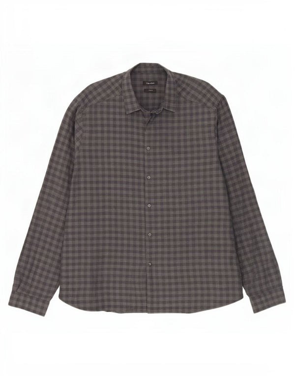 Calvin Klein Herre Slim Fit skjorte 2XL Grå Gingham Bomuld