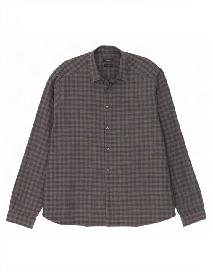 Calvin Klein Herre Slim Fit skjorte 2XL Grå Gingham Bomuld