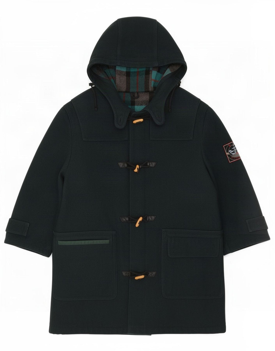 Vintage Herre Hooded Duffel Coat IT 46 Small Green Wool