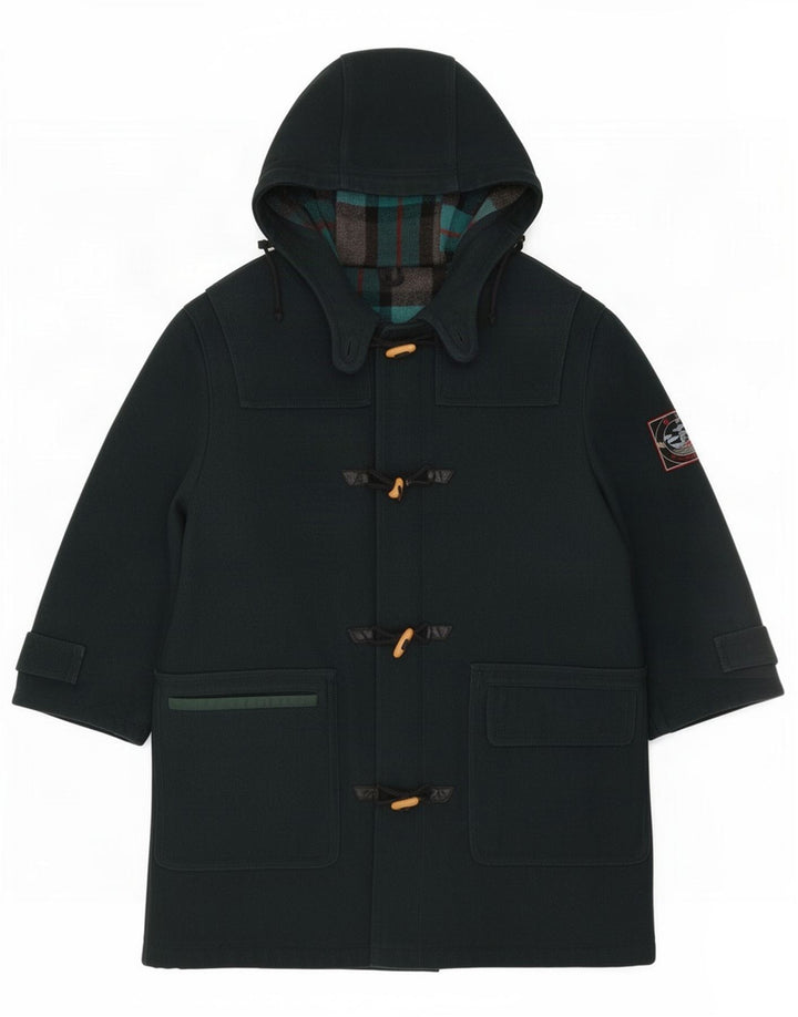 Vintage Herre Hooded Duffel Coat IT 46 Small Green Wool