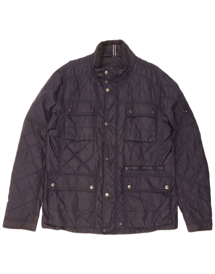 Tommy Hilfiger Herre Quiltet Jakke UK 42 XL Navy Blue Nylon