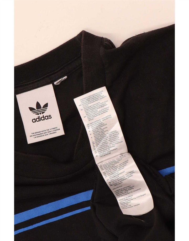 Adidas Tre Stripes Grafisk T-Shirt Top Medium Sort Bomuld