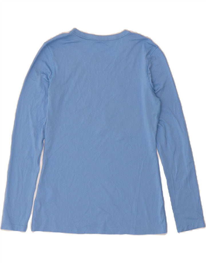 NIKE Womens Dri Fit Graphic Top Long Sleeve UK 10 Small Blue Polyester Vintage Nike and Second-Hand Nike from Messina Hembry 