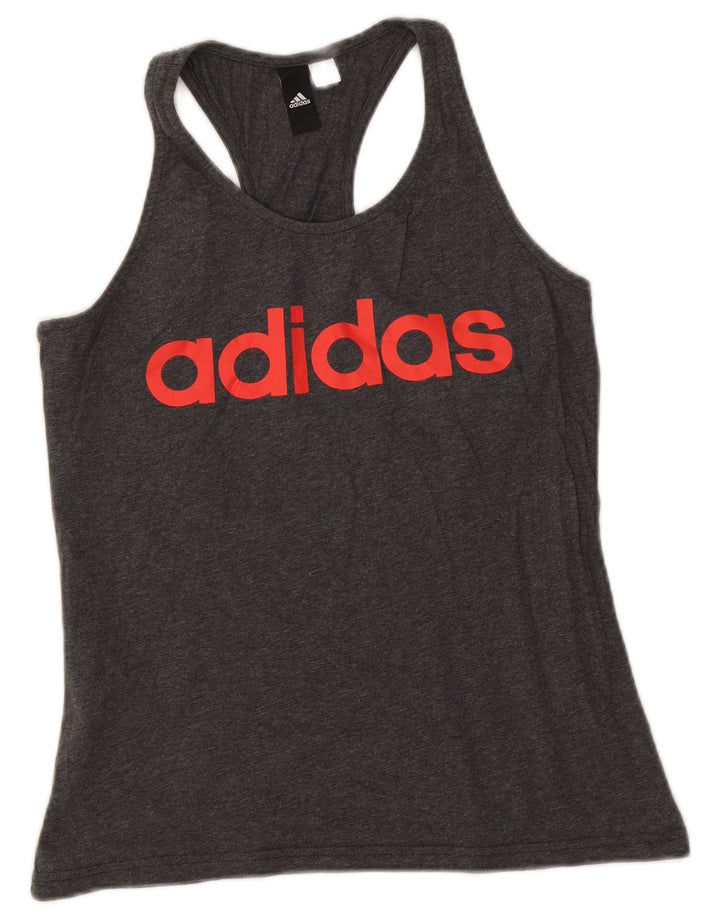 Adidas Dame Grafisk Vest Top UK 8 Small Grey Flecked