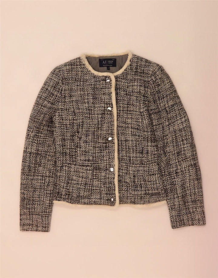 Armani Jeans Dame 5 Button Blazer Jacket US 10 Large Blue Flecked Acryl