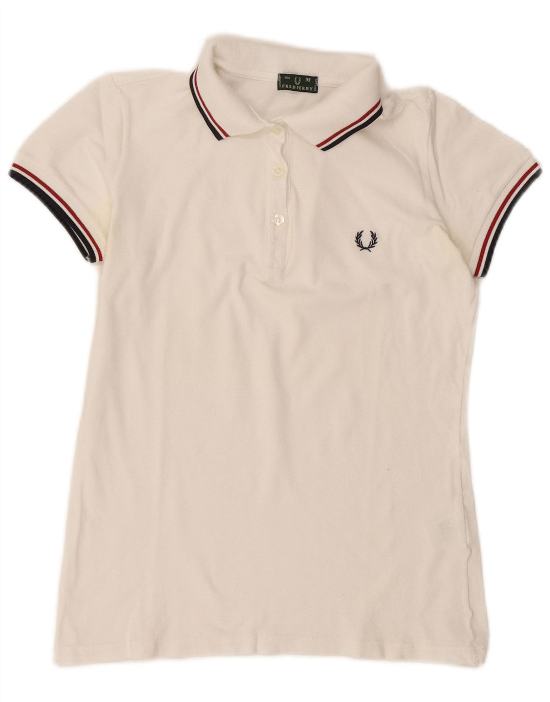 Fred Perry Dame Polo Shirt UK 14 Medium White Bomuld