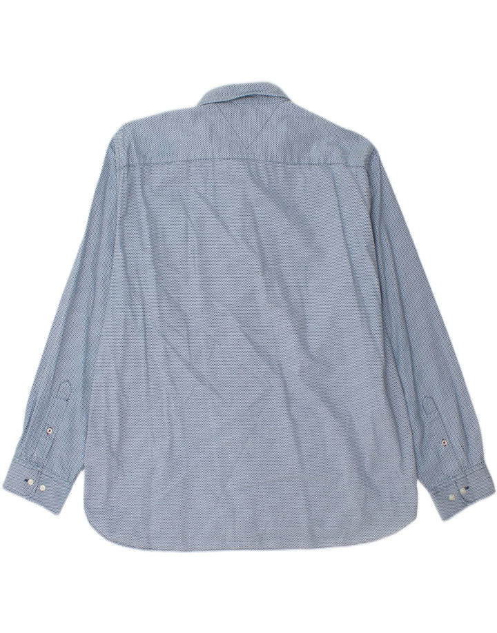 TOMMY HILFIGER Mens Regular Fit Shirt 2XL Blue Spotted Cotton