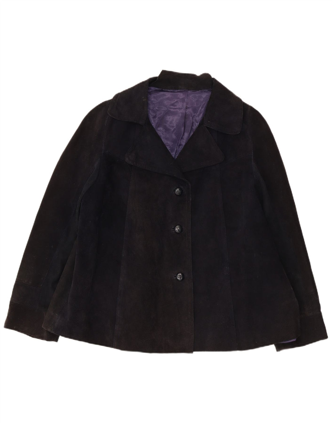 Vintage Dame 3-knaps Ruskind Blazer Jacket UK 16 Large Navy Blue