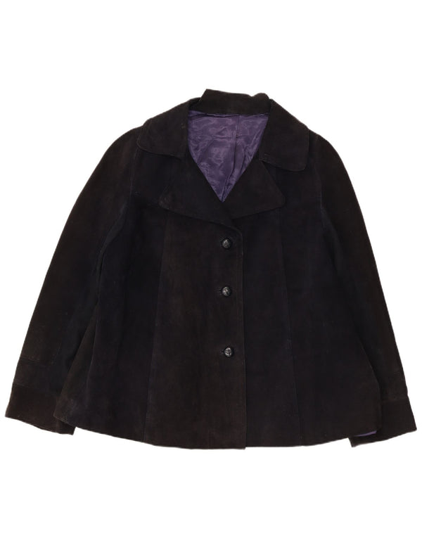Vintage Dame 3-knaps Ruskind Blazer Jacket UK 16 Large Navy Blue