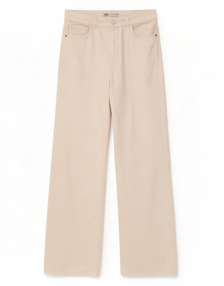 Zara Dame Jeans med brede ben EU 40 Medium W30 L29 Hvid