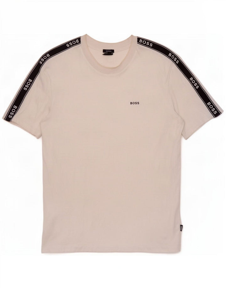 Hugo Boss Herre grafisk T-shirt Top Medium White Colourblock Bomuld