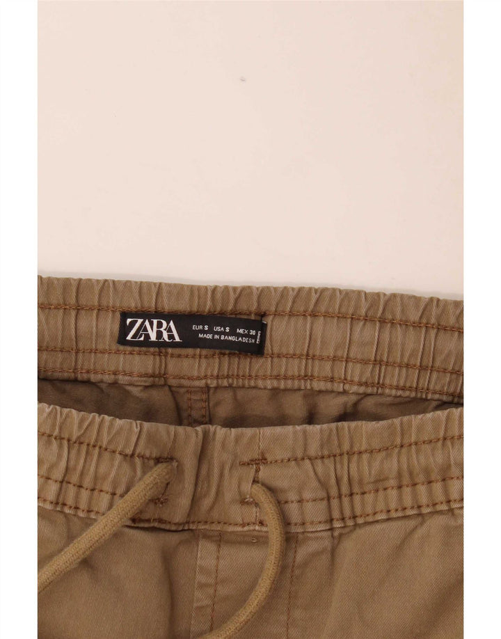 Zara Herre Crop Joggers Cargo Bukser Small W30 L25 Beige