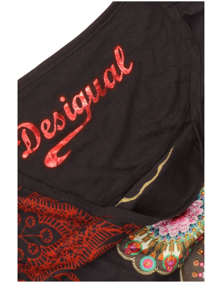 Desigual Dame Grafisk Top Langærmet UK 12 Medium Black Floral