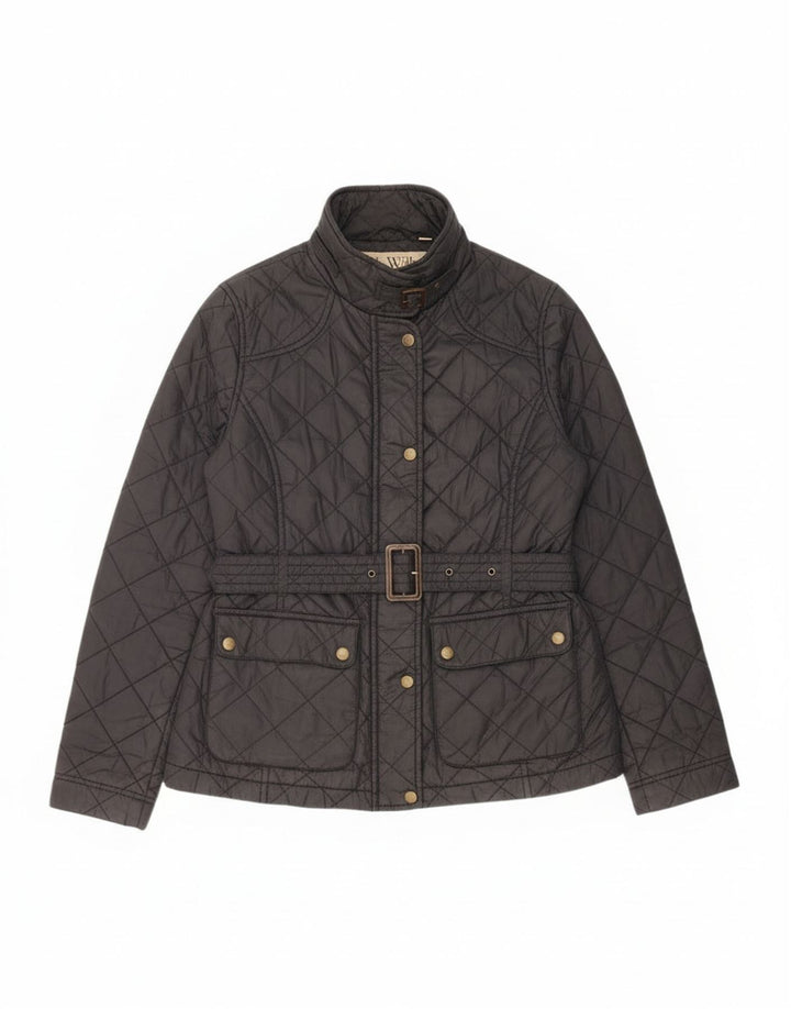 Jack Wills Dame Quiltet Jakke UK 14 Stor Sort Nylon