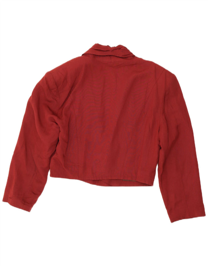 Vintage dameoversized Crop 3-knaps blazerjakke UK 14 Medium Maroon