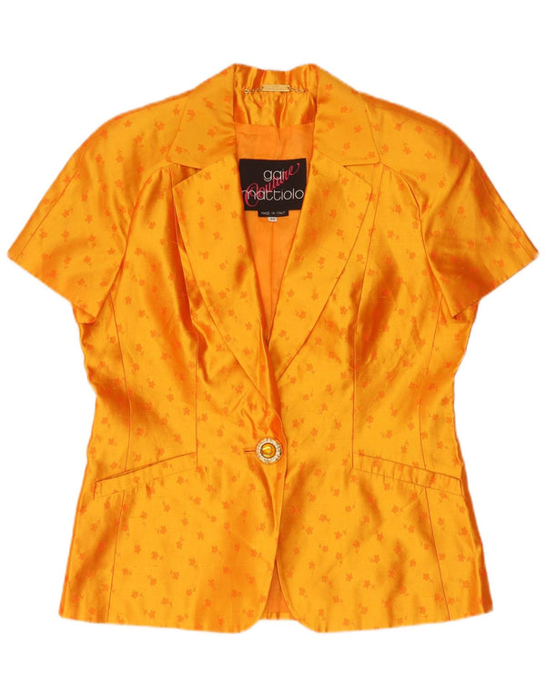 Gai Mattiolo Dame Kortærmet Cardigan Top IT 46 Large Orange Floral