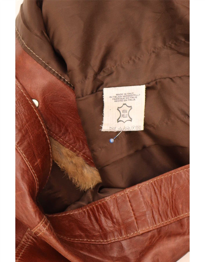 Vintage læderjakke til kvinder UK 18 XL Brun