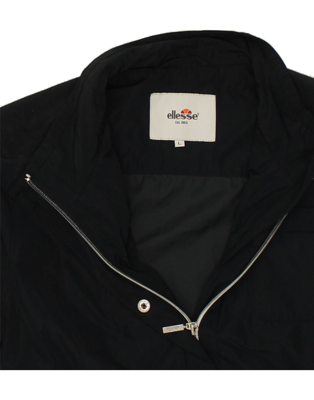 ELLESSE Womens Bomber Jacket UK 14 Large Navy Blue Polyester Vintage Ellesse and Second-Hand Ellesse from Messina Hembry 