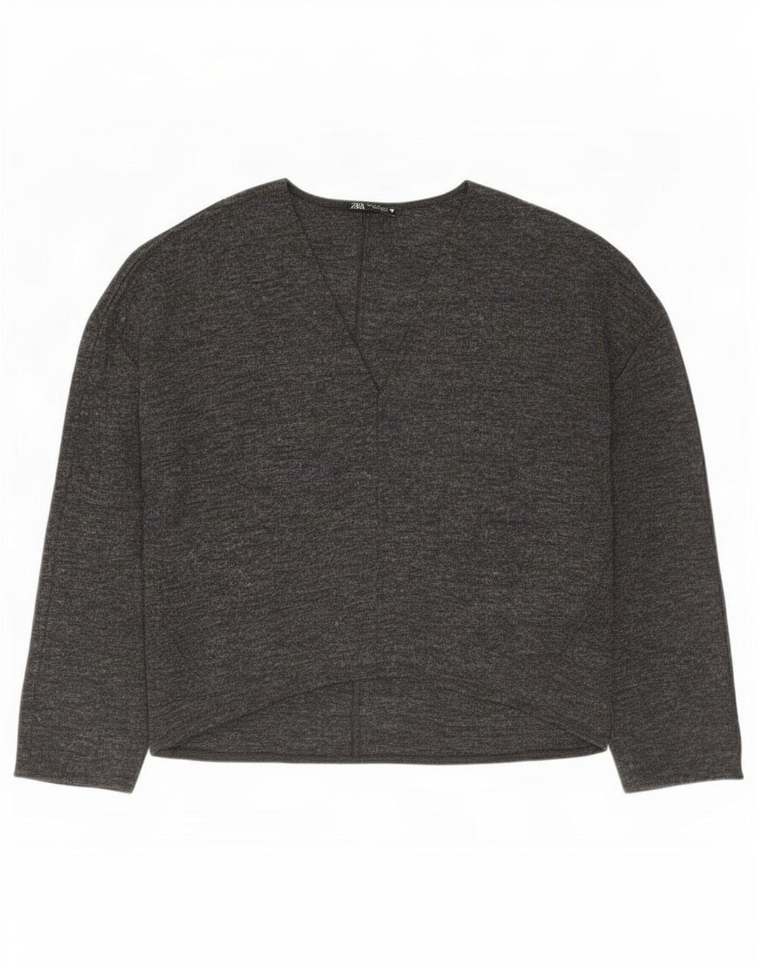 Zara Dame Oversized Bluse Top UK 10 Small Grå Flecked Polyester