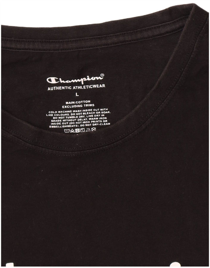 Champion Herre grafisk T-shirt Top Stor sort bomuld